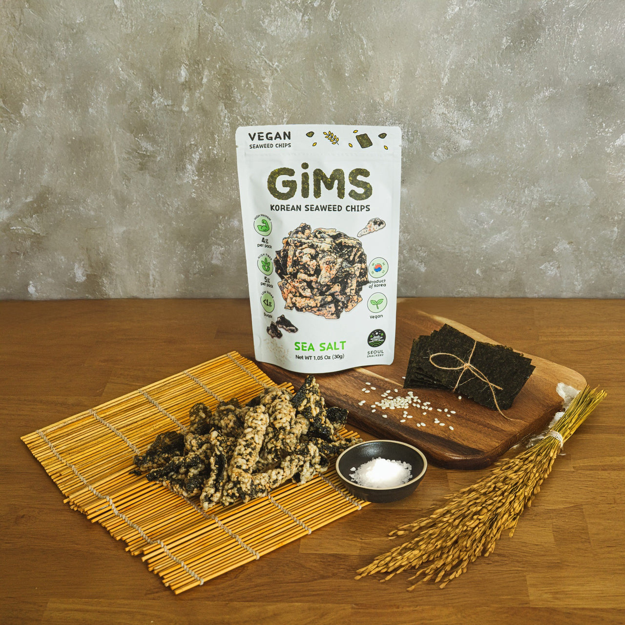 Gims Seaweed Chips, Sea Salt, 3-Pack