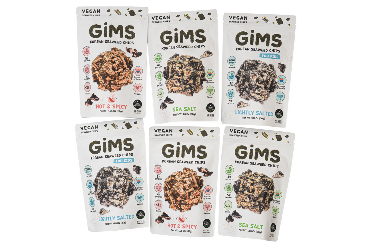Gims Seaweed Chips, Variety Pack, 12-Pack