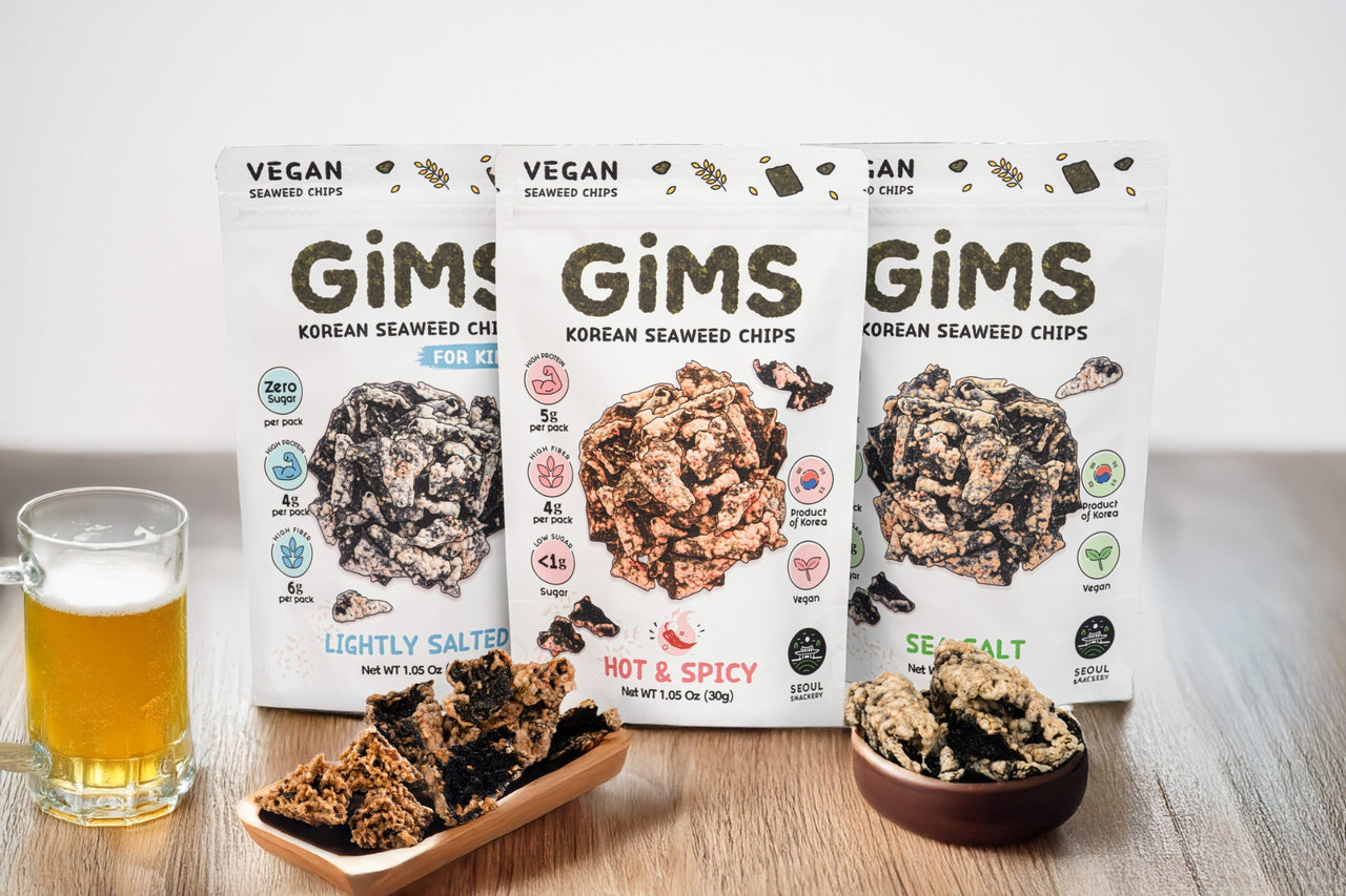 Gims Seaweed Chips, Variety Pack, 12-Pack